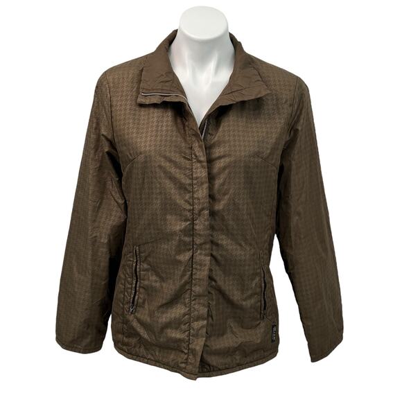 Comme Ca Ism Houndstooth Lightweight Jacket SZ OS Women's Brown Relax Classic - Picture 1 of 13